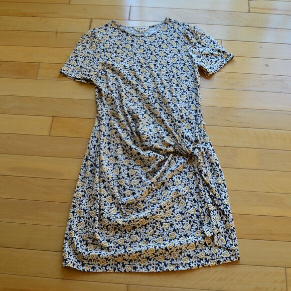 Boden Knot Front Jersey Dress Black Clover Swirl Short Sleeve Size 10R - Picture 2 of 12